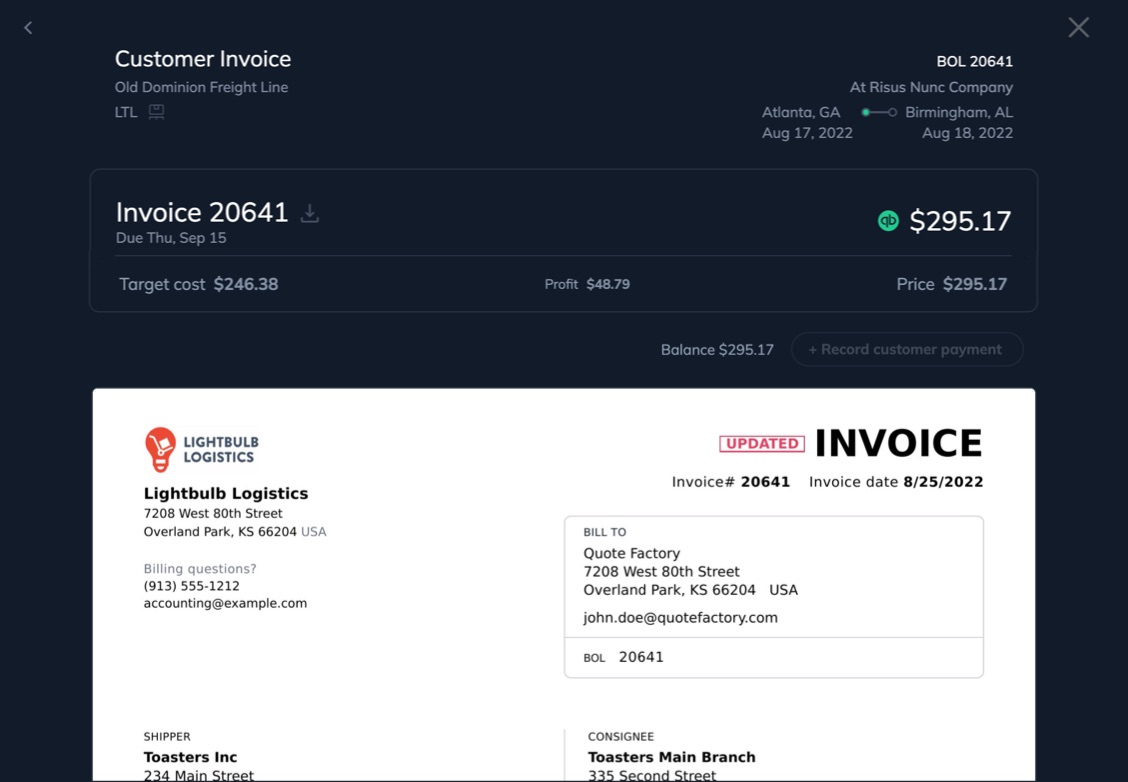Add LTL shipments to add new revenue with Quote Factory TMS Software showing increased revenue for a freight brokerage using Quote Factory LTL quoting tools
